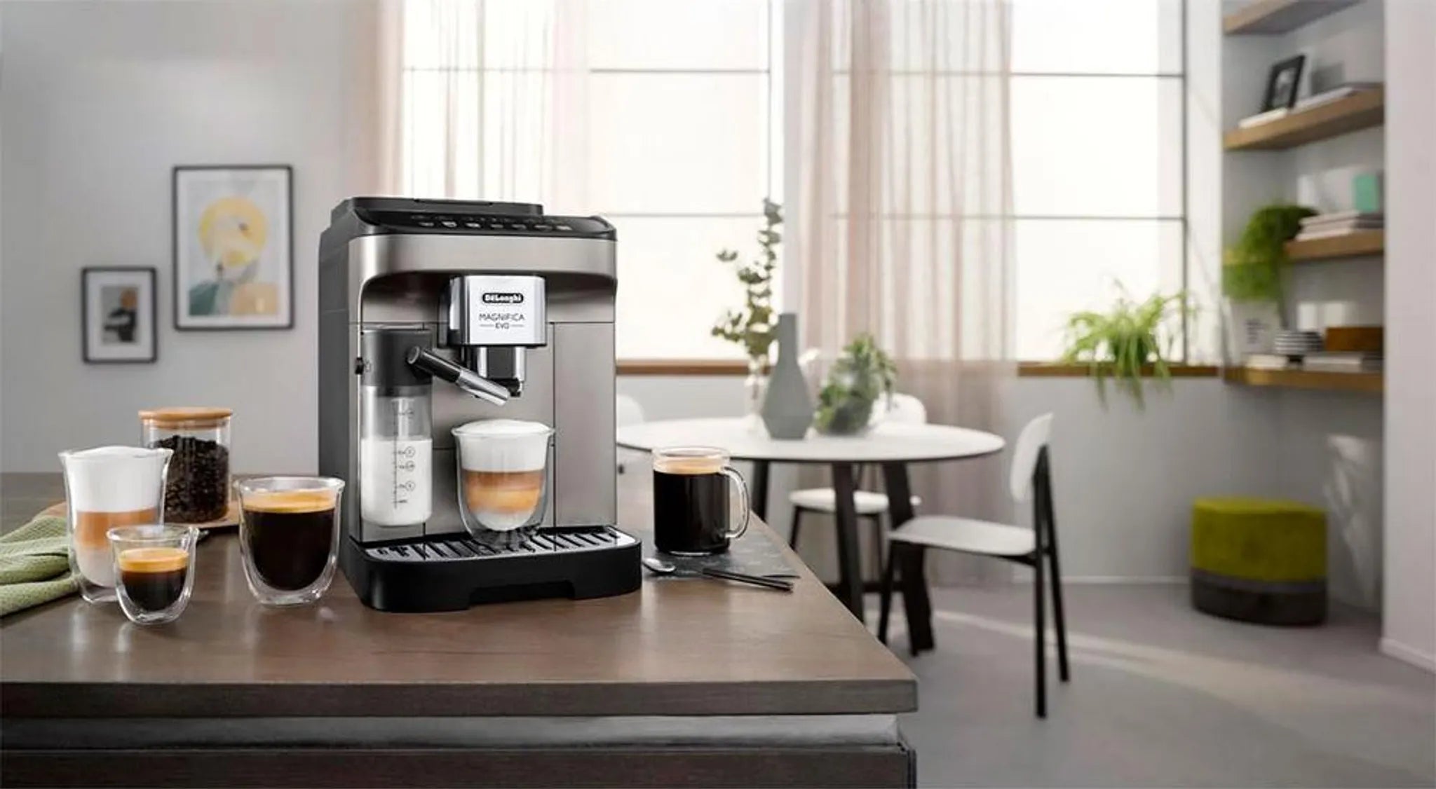 DeLonghi ECAM 290.81.TB Magnifica Evo Milk, Kaffee-Vollautomat, titanium/schwarz