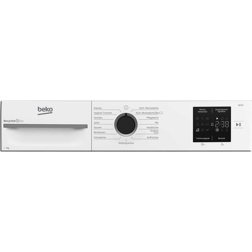 Beko BM3T37210W1 Tumble Dryer, 7 kg, Front Loader Heat Pump Dryer, 15 Programs, Sensor Drying, Stackable