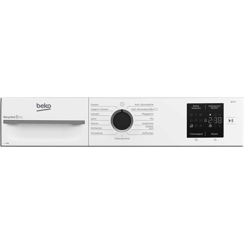 Beko BM3T37210W1 Tumble Dryer, 7 kg, Front Loader Heat Pump Dryer, 15 Programs, Sensor Drying, Stackable