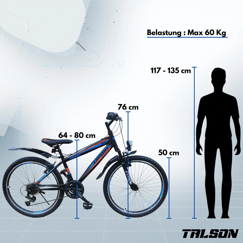 20 Zoll Fahrrad MTB mit Beleuchtung und SHIMANO 18-Gang Faster SBO