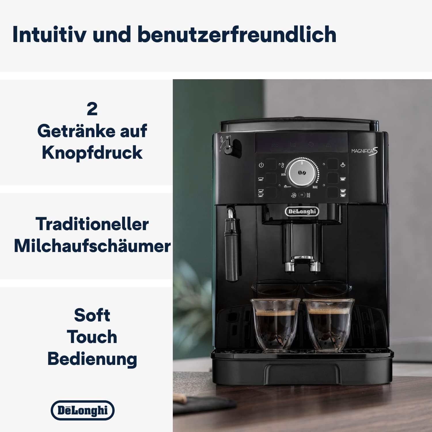 De’Longhi Magnifica S ECAM11.112.B Kaffeevollautomat – Espresso & Cappuccino, Milchaufschäumer, Schwarz