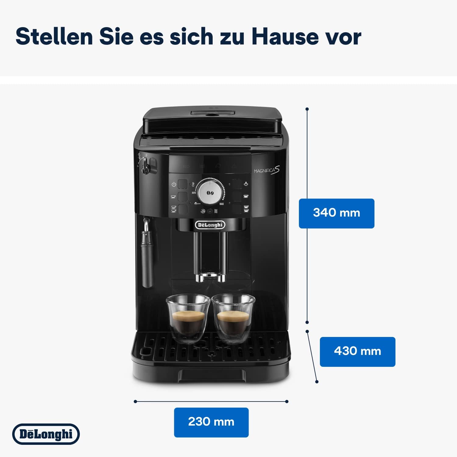 De’Longhi Magnifica S ECAM11.112.B Kaffeevollautomat – Espresso & Cappuccino, Milchaufschäumer, Schwarz