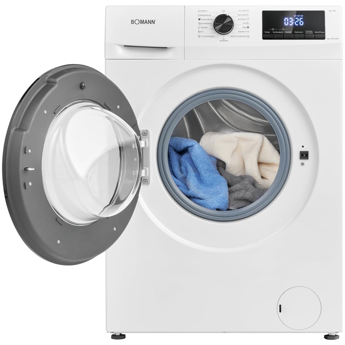 Bomann® Waschmaschine 7kg | max. 1400 U/min | 10 Jahre Motorgarantie | effizienter, leiser & langlebiger Invertermotor