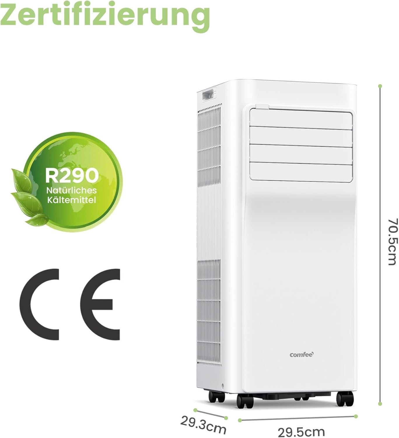 Comfee Breezy Cool Pro 2.0 Mobile Klimaanlage 7000 BTU (2,0 kW), Leise, App-Steuerung, Kühlen, Entfeuchten & Ventilieren, Energieklasse A