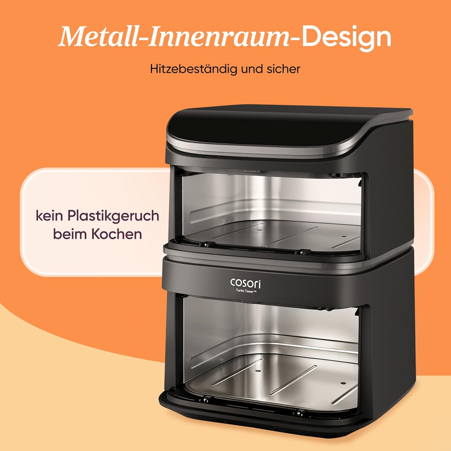 COSORI Dual Airfryer Heißluftfritteuse 10,8L – 2 Kammern, Mehrfach-Luftgeschwindigkeit, Edelstahl-Rost, Silbergrau