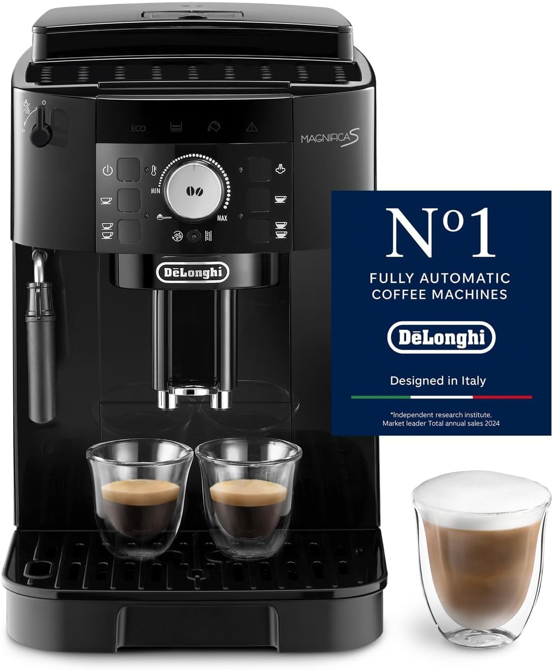 De’Longhi Magnifica S ECAM11.112.B Kaffeevollautomat – Espresso & Cappuccino, Milchaufschäumer, Schwarz