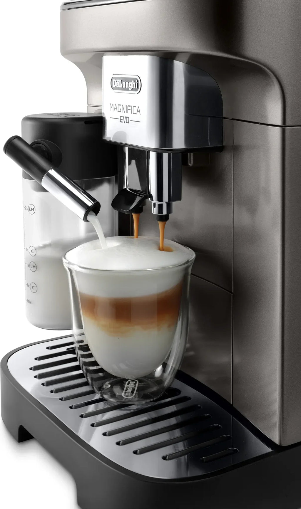 DeLonghi ECAM 290.81.TB Magnifica Evo Milk, Kaffee-Vollautomat, titanium/schwarz
