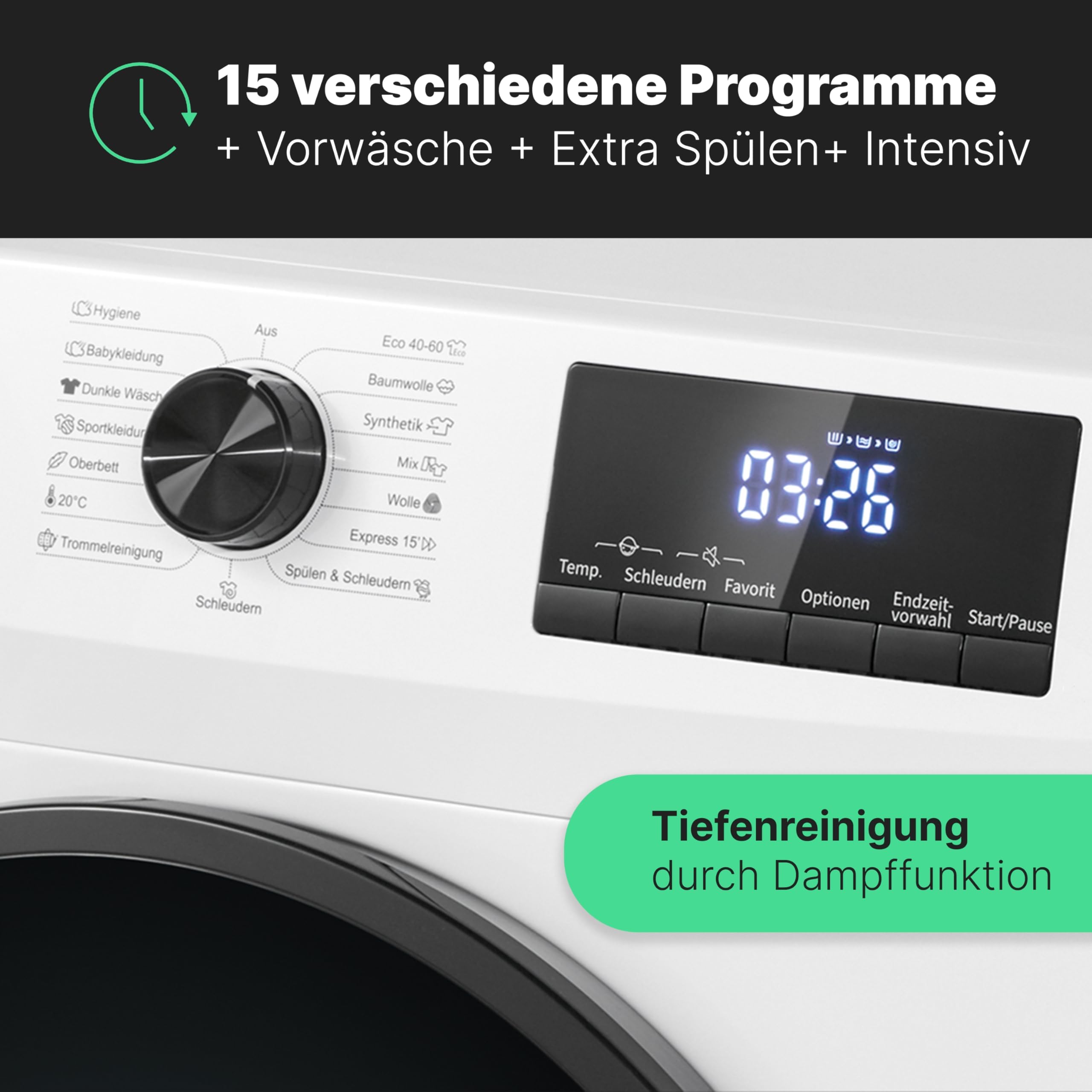 Bomann® Waschmaschine 7kg | max. 1400 U/min | 10 Jahre Motorgarantie | effizienter, leiser & langlebiger Invertermotor