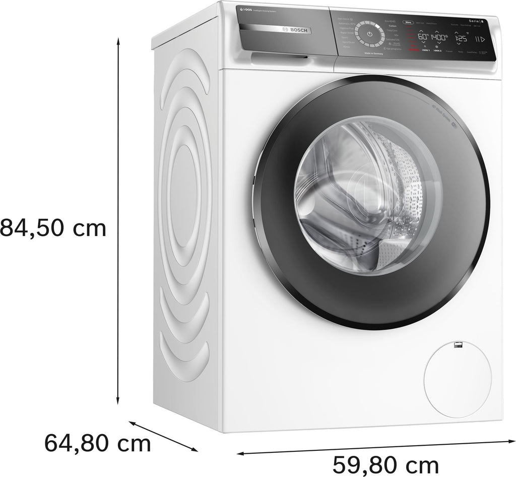 Bosch WGB244040 Serie 8 Smarte Waschmaschine, 9 kg, 1400 U/Min, Made in Germany, Active Water Plus Energie- und Wasserersparnis