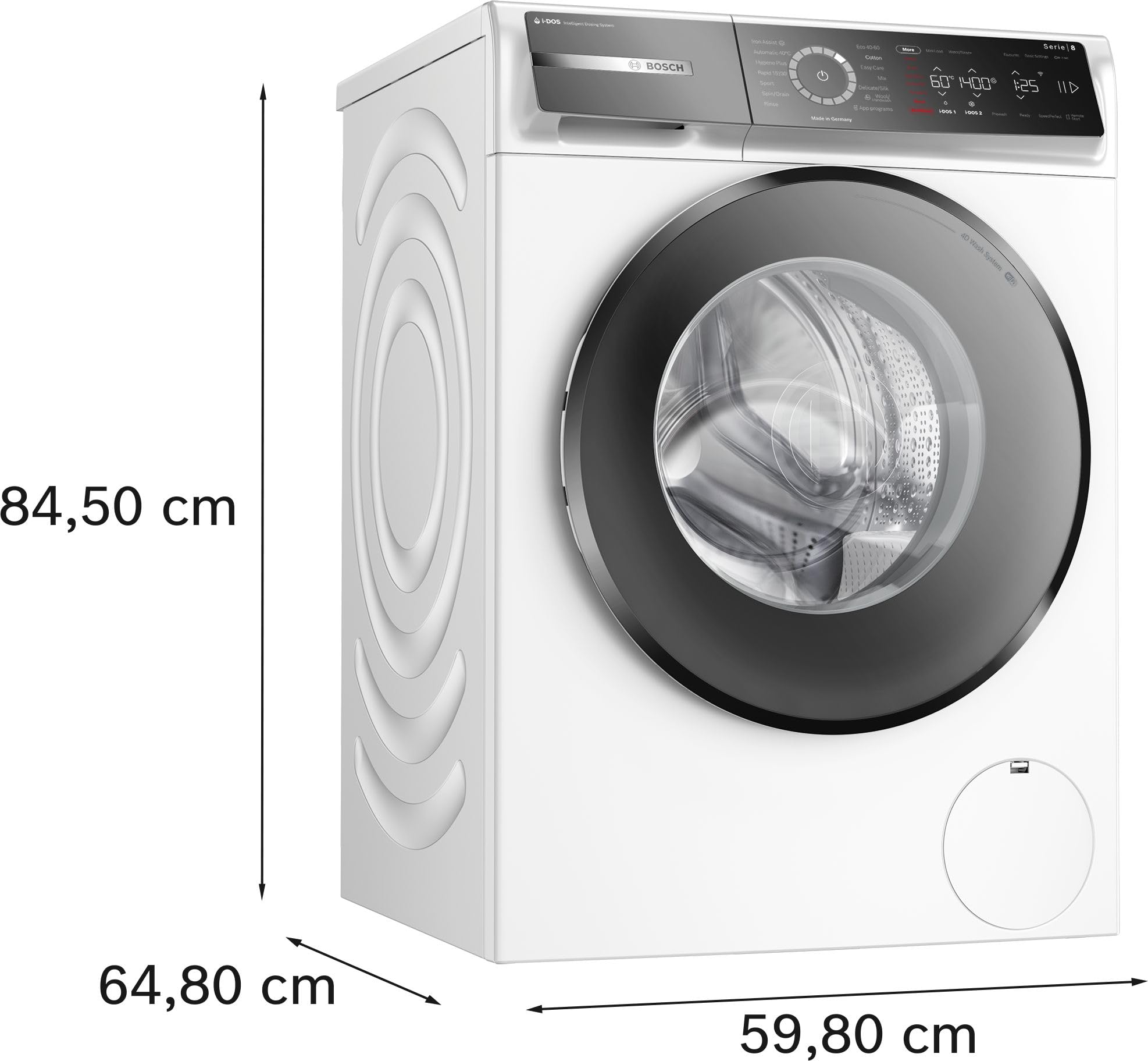 Bosch WGB244040 Serie 8 Smarte Waschmaschine, 9 kg, 1400 U/Min, Made in Germany, Active Water Plus Energie- und Wasserersparnis
