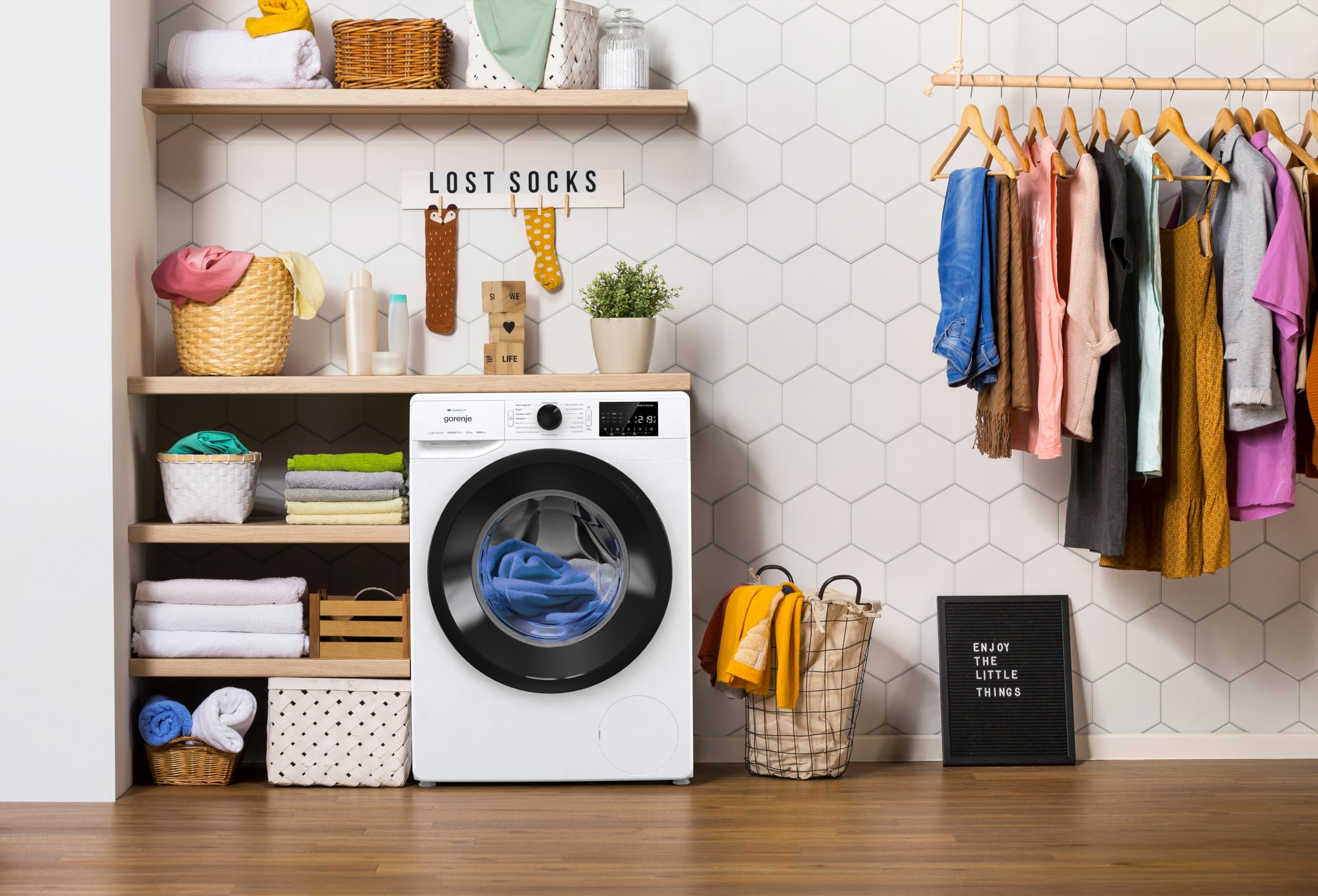 Gorenje WPNEI74A1TS Waschmaschine mit Dampffunktion/ConnectLife / 7Kg / 1400 U/min / 15 Programme/Totaler AquaStop