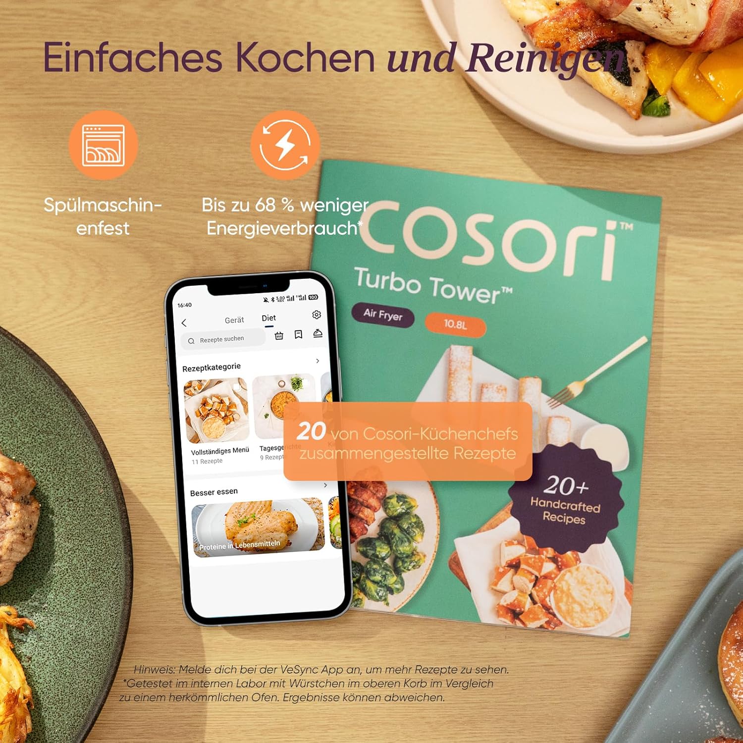 COSORI Dual Airfryer Heißluftfritteuse 10,8L – 2 Kammern, Mehrfach-Luftgeschwindigkeit, Edelstahl-Rost, Silbergrau