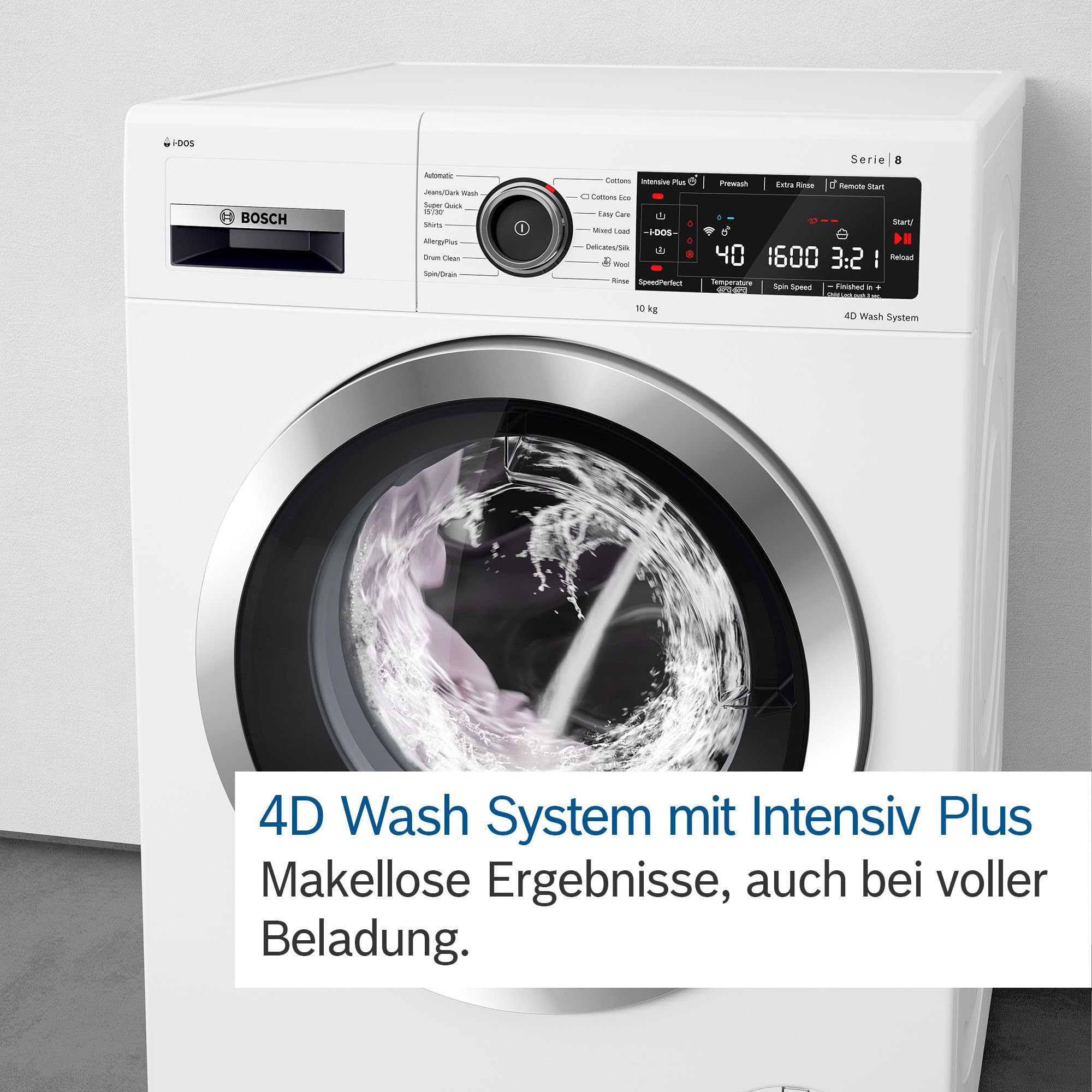 Bosch WGB244040 Serie 8 Smarte Waschmaschine, 9 kg, 1400 U/Min, Made in Germany, Active Water Plus Energie- und Wasserersparnis