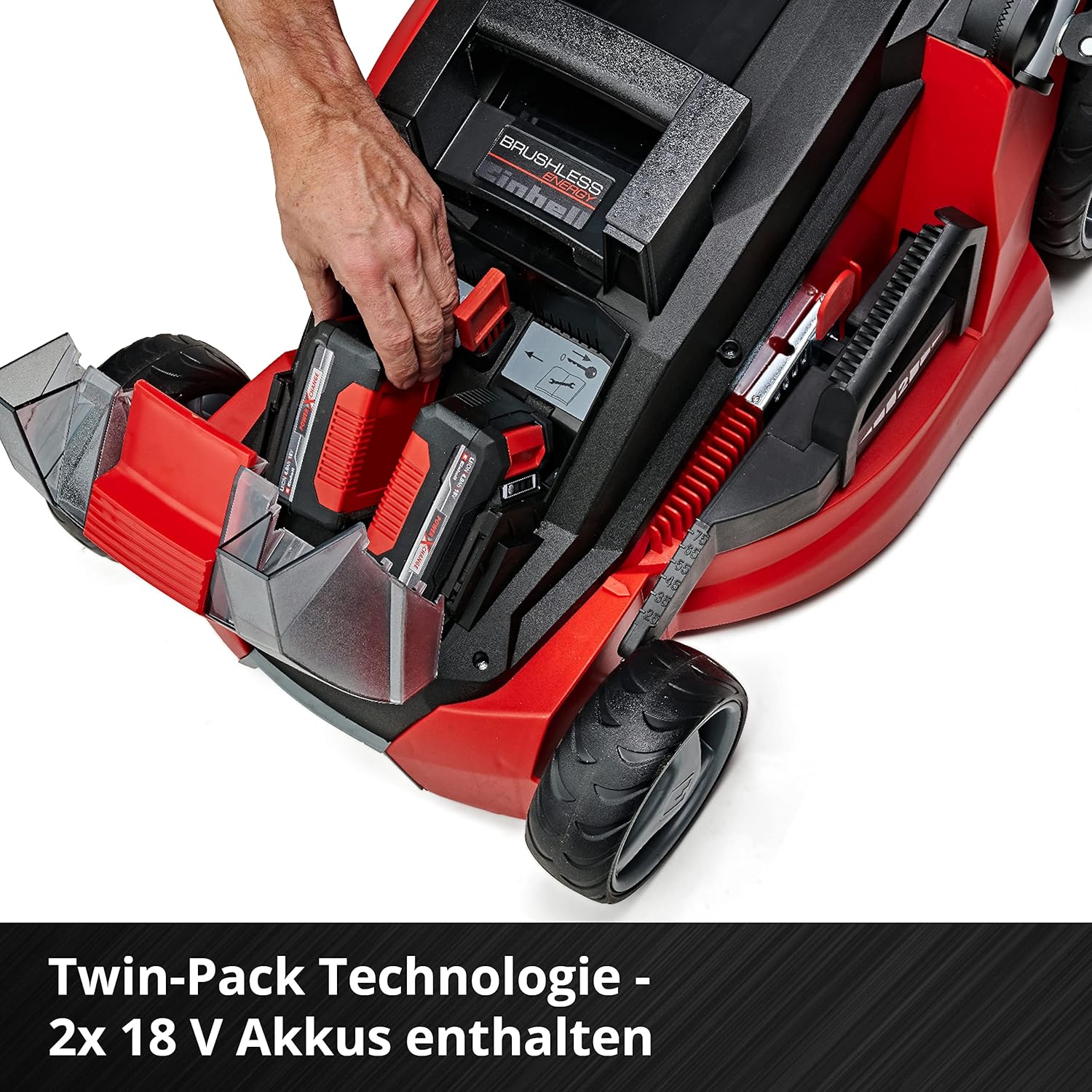 Einhell GE-CM 43 Li M Akku-Rasenmäher – 36V, 43 cm, Brushless, bis 600 m², 63L Fangkorb, inkl. 2x 4,0Ah Akku & Ladegerät