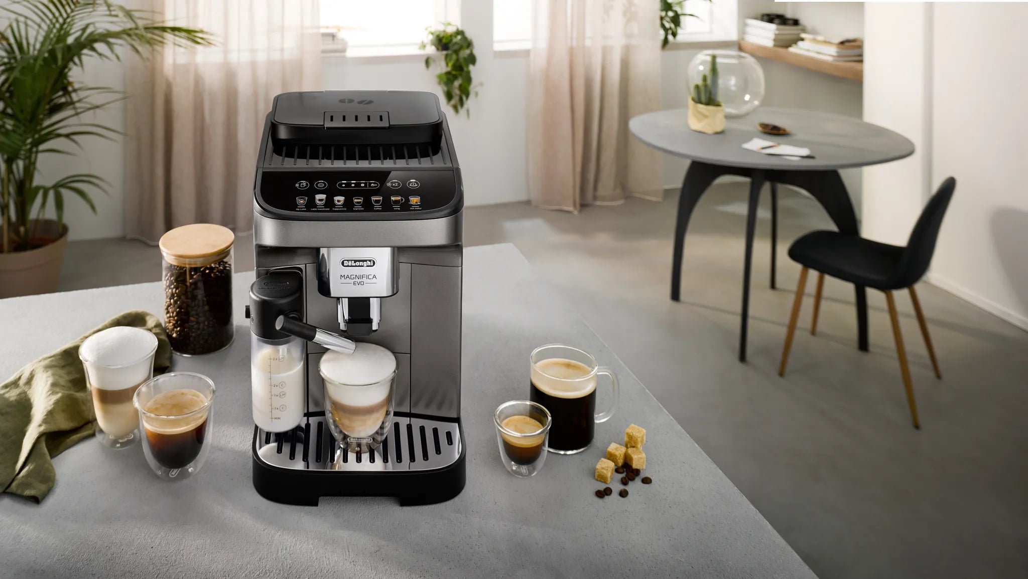 DeLonghi ECAM 290.81.TB Magnifica Evo Milk, Kaffee-Vollautomat, titanium/schwarz