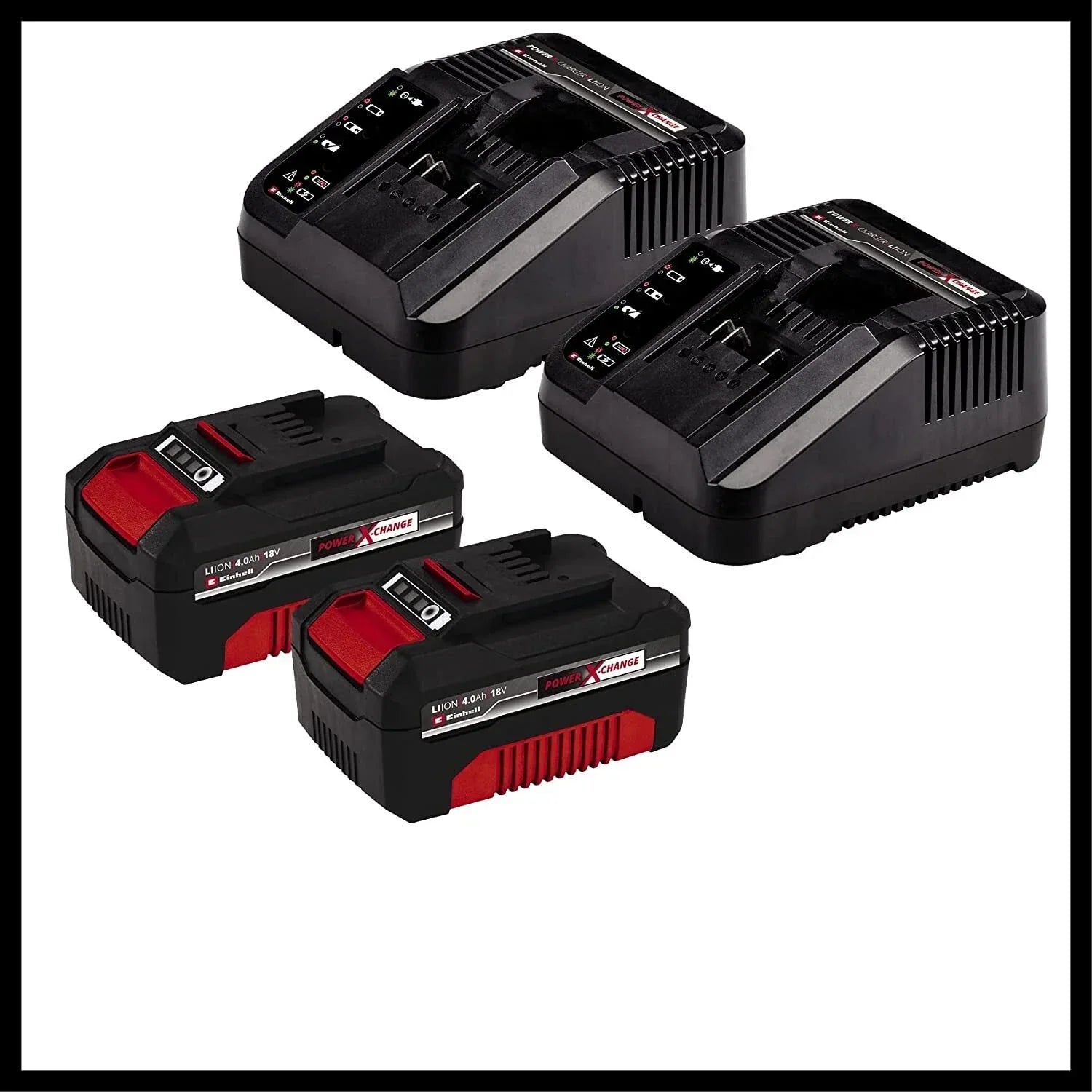 Einhell Akku-Rasenmäher GE-CM 43 Li M Kit (2x4,0Ah) PXC 63 L Korb 43cm Schnitt